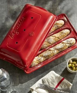 Emile Henry Baguette-Backform In Granatapfel -Emil-Henry-Laden EH 5506 Amb Moule 3Baguettes Baker 3Baguettes top A