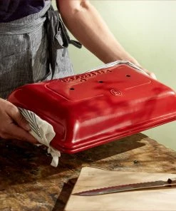 Emile Henry Baguette-Backform In Fusain -Emil-Henry-Laden EH 5506 Amb Moule 3Baguettes Baker CarryingBaker2 A 1