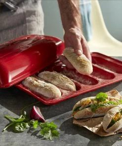 Emile Henry Mini Baguette-Set In Fusain -Emil-Henry-Laden EH 5519 Amb Moule 5MiniBaguettes Baker Open A