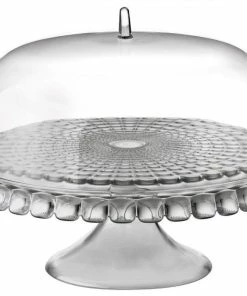 Guzzini Tortenplatte Tiffany Mit Fuß Und Haube In Grau