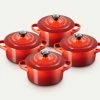 Le Creuset Mini-Cocotte Kirschrot, 4er-Set